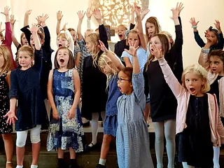 Opvarmning før koncert med Det Danske Spirekor