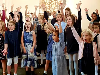 Opvarmning før koncert med Det Danske Spirekor